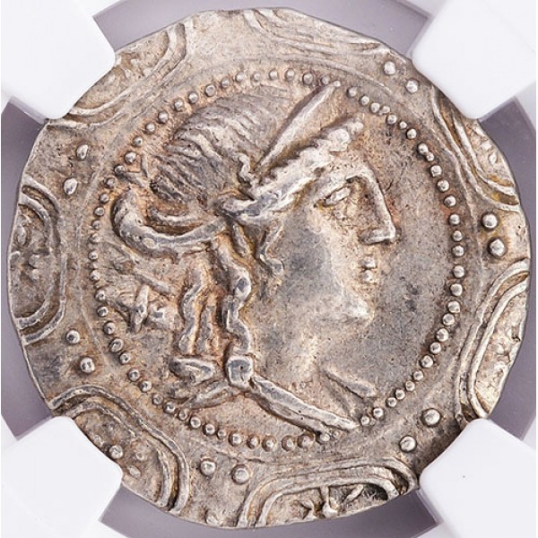 Superb NGC AU* Star Ancient Greek Macedonia Coin Artemis Silver Tetradrachm